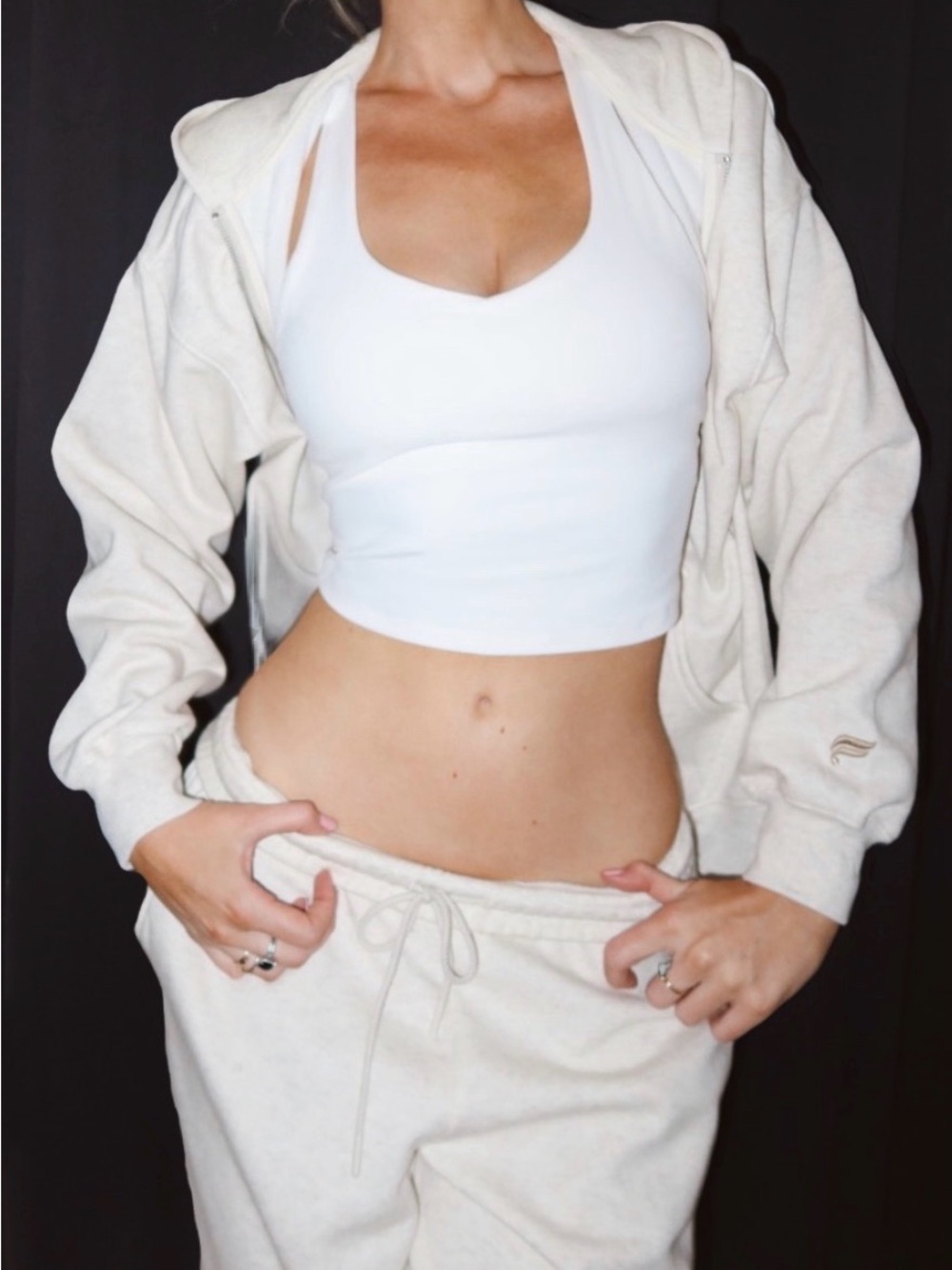 Two-Piece Set Fabletics Heather Beige Sweatshirt/Sweatpants
